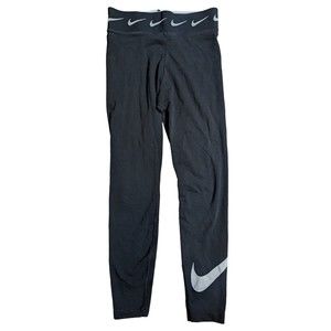 Nike Sportswear Club High Waisted Black Leggings Womens Small Athletic Swoosh